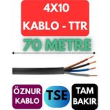 Öznur 4X10 Ttr Kablo Metre Seçenekli (Siyah) - 70 METRE