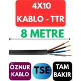 Öznur 4X10 Ttr Kablo Metre Seçenekli (Siyah) - 8 METRE