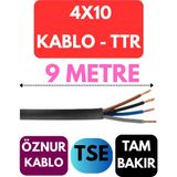 Öznur 4X10 Ttr Kablo Metre Seçenekli (Siyah) - 9 METRE