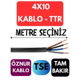 Öznur 4X10 Ttr Kablo Metre Seçenekli (Siyah)