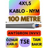 Öznur 4x1,5 Antigron (Nym) Kablo (Gri) Metre Seçenekli - 100 METRE