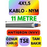 Öznur 4x1,5 Antigron (Nym) Kablo (Gri) Metre Seçenekli - 11 METRE