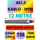 Öznur 4x1,5 Antigron (Nym) Kablo (Gri) Metre Seçenekli - 12 METRE