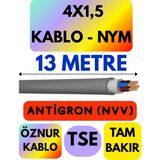 Öznur 4x1,5 Antigron (Nym) Kablo (Gri) Metre Seçenekli - 13 METRE