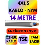 Öznur 4x1,5 Antigron (Nym) Kablo (Gri) Metre Seçenekli - 14 METRE