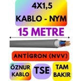 Öznur 4x1,5 Antigron (Nym) Kablo (Gri) Metre Seçenekli - 15 METRE