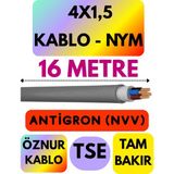 Öznur 4x1,5 Antigron (Nym) Kablo (Gri) Metre Seçenekli - 16 METRE