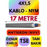 Öznur 4x1,5 Antigron (Nym) Kablo (Gri) Metre Seçenekli - 17 METRE