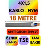 Öznur 4x1,5 Antigron (Nym) Kablo (Gri) Metre Seçenekli - 18 METRE