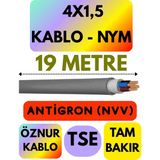 Öznur 4x1,5 Antigron (Nym) Kablo (Gri) Metre Seçenekli - 19 METRE