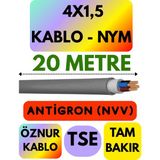 Öznur 4x1,5 Antigron (Nym) Kablo (Gri) Metre Seçenekli - 20 METRE
