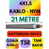 Öznur 4x1,5 Antigron (Nym) Kablo (Gri) Metre Seçenekli - 21 METRE