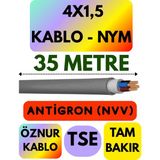 Öznur 4x1,5 Antigron (Nym) Kablo (Gri) Metre Seçenekli - 35 METRE