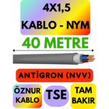Öznur 4x1,5 Antigron (Nym) Kablo (Gri) Metre Seçenekli - 40 METRE