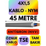 Öznur 4x1,5 Antigron (Nym) Kablo (Gri) Metre Seçenekli - 45 METRE
