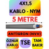 Öznur 4x1,5 Antigron (Nym) Kablo (Gri) Metre Seçenekli - 5 METRE