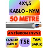 Öznur 4x1,5 Antigron (Nym) Kablo (Gri) Metre Seçenekli - 50 METRE