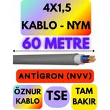 Öznur 4x1,5 Antigron (Nym) Kablo (Gri) Metre Seçenekli - 60 METRE
