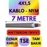 Öznur 4x1,5 Antigron (Nym) Kablo (Gri) Metre Seçenekli - 7 METRE