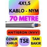 Öznur 4x1,5 Antigron (Nym) Kablo (Gri) Metre Seçenekli - 70 METRE