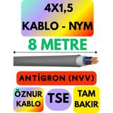 Öznur 4x1,5 Antigron (Nym) Kablo (Gri) Metre Seçenekli - 8 METRE