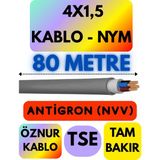 Öznur 4x1,5 Antigron (Nym) Kablo (Gri) Metre Seçenekli - 80 METRE