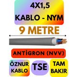 Öznur 4x1,5 Antigron (Nym) Kablo (Gri) Metre Seçenekli - 9 METRE