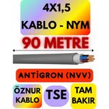 Öznur 4x1,5 Antigron (Nym) Kablo (Gri) Metre Seçenekli - 90 METRE