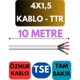 Öznur 4x1,5 Ttr Kablo Metre Seçenekli (Beyaz) - 10 METRE