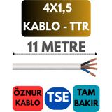 Öznur 4x1,5 Ttr Kablo Metre Seçenekli (Beyaz) - 11 METRE