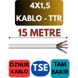 Öznur 4x1,5 Ttr Kablo Metre Seçenekli (Beyaz) - 15 METRE