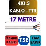 Öznur 4x1,5 Ttr Kablo Metre Seçenekli (Beyaz) - 17 METRE