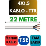 Öznur 4x1,5 Ttr Kablo Metre Seçenekli (Beyaz) - 22 METRE