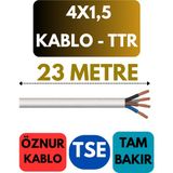 Öznur 4x1,5 Ttr Kablo Metre Seçenekli (Beyaz) - 23 METRE