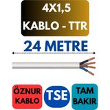 Öznur 4x1,5 Ttr Kablo Metre Seçenekli (Beyaz) - 24 METRE