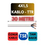 Öznur 4x1,5 Ttr Kablo Metre Seçenekli (Beyaz) - 30 METRE