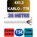 Öznur 4x1,5 Ttr Kablo Metre Seçenekli (Beyaz) - 35 METRE