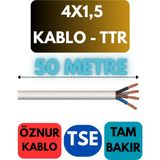 Öznur 4x1,5 Ttr Kablo Metre Seçenekli (Beyaz) - 50 METRE
