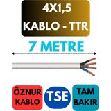Öznur 4x1,5 Ttr Kablo Metre Seçenekli (Beyaz) - 7 METRE