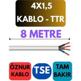 Öznur 4x1,5 Ttr Kablo Metre Seçenekli (Beyaz) - 8 METRE