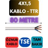 Öznur 4x1,5 Ttr Kablo Metre Seçenekli (Beyaz) - 80 METRE