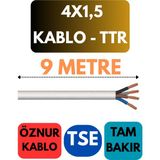 Öznur 4x1,5 Ttr Kablo Metre Seçenekli (Beyaz) - 9 METRE