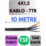 Öznur 4x1,5 Ttr Kablo Metre Seçenekli (Siyah) - 10 METRE