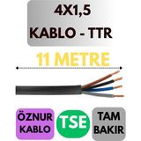Öznur 4x1,5 Ttr Kablo Metre Seçenekli (Siyah) - 11 METRE