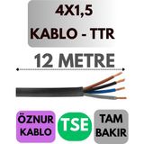 Öznur 4x1,5 Ttr Kablo Metre Seçenekli (Siyah) - 12 METRE