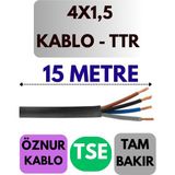 Öznur 4x1,5 Ttr Kablo Metre Seçenekli (Siyah) - 15 METRE