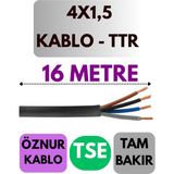 Öznur 4x1,5 Ttr Kablo Metre Seçenekli (Siyah) - 16 METRE