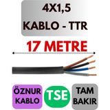 Öznur 4x1,5 Ttr Kablo Metre Seçenekli (Siyah) - 17 METRE