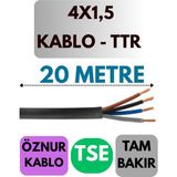Öznur 4x1,5 Ttr Kablo Metre Seçenekli (Siyah) - 20 METRE
