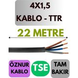 Öznur 4x1,5 Ttr Kablo Metre Seçenekli (Siyah) - 22 METRE